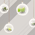 Creative Transparent Spherical Chandelier With Small Green Succulents Hanging Decor