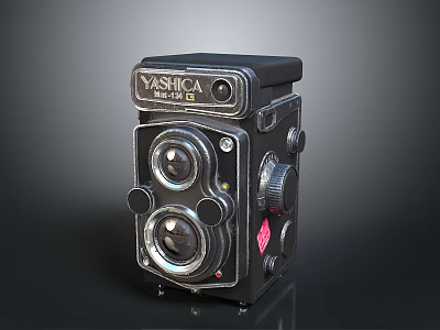 Yashica MAT 124G Twin Lens Reflex Camera With Vintage Black Body Design 3d model