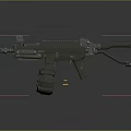 Green Military Machine Gun With Tactical Scope Bipod And Ammo Chain