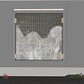 Modern Abstract Wall Art With Metal Frame And Gray Background Decor 3d model