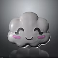 White Cloud Shaped Plush Toy With Smiling Face Curved Eyes And Pink Cheeks