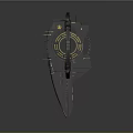 Futuristic 3D Mechanical Device With Circular Ring And Black Yellow Accents