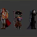Diverse Fantasy Characters With Unique Costumes Weapons And Distinct Appearances
