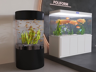 Modern Fish Tank Aquarium Ornamental Fish Tank Glass Aquarium Tropical Fish Cylindrical Fish Tank 3d model