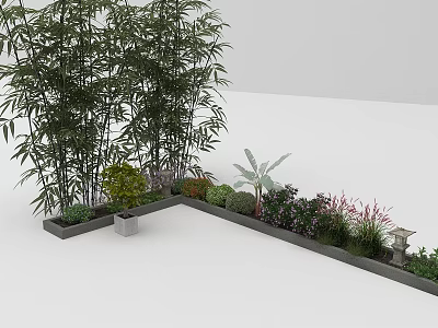 Well Designed Road Facilities With Lush Greenery Flower Beds And Street Lamps 3d model