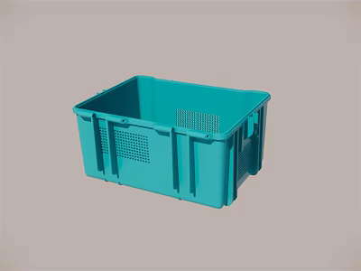 Blue Durable Plastic Storage Basket Featuring Ventilated Design for Home Organization 3d model