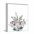Watercolor Botanical Painting with Pink Purple Flowers Green Leaves and Stems