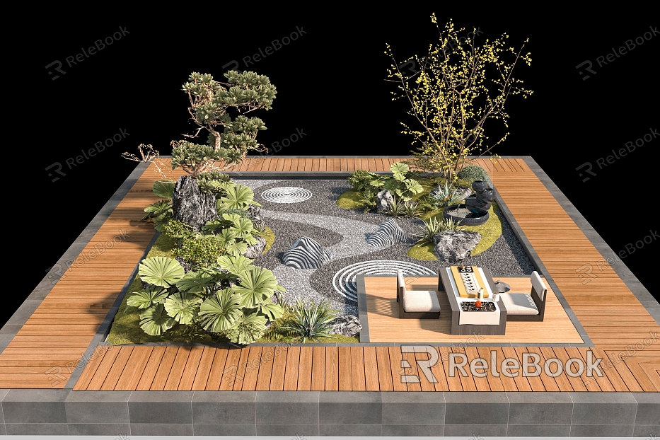 Roof Garden Courtyard Landscape Chinese Courtyard Landscape model