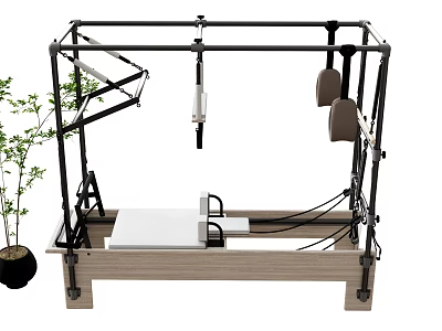 Professional Pilates Reformer Machine With Metal Frame Sliding Platform And Handles 3d model