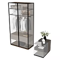 Elegant Modern Wardrobe Interior With Hanging Clothes Drawers And Decorative Vase