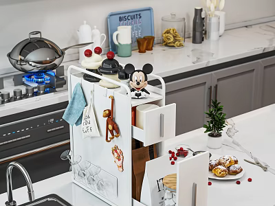 Kitchen Countertop Storage Shelf Organizing Cups Utensils And Decorative Items 3d model