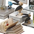 Decorative Ornament Set with Stuffed Dolls Books Vase and Decorative Painting for Home Tabletop Decoration