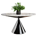 Dining Table Round Table Banquet Table Flower Pot 3d model