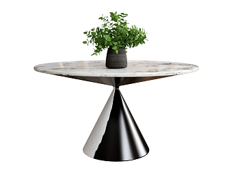 Dining Table Round Table Banquet Table Flower Pot 3d model