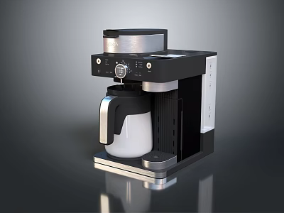 Sleek Modern Kitchen Coffee Maker With Black Silver Exterior And White Brewing Pot 3d model