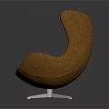 Modern Orange Egg Shaped Accent Chair With Fabric Upholstery And Metal Swivel Base