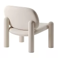 Modern Minimalist Beige Velvet Leisure Chair With Rounded Backrest And Cylindrical Legs