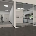 Modern Office Interior With Whiteboard Charts People Standing Fourcise Sign And Cabinets