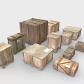 Industrial Equipment Storage With Multiple Wooden Crates For Warehouse Transportation