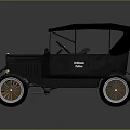 Classic Black Convertible Vintage Car With Yellow Spoke Wheels And Retro Design