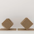 Brown Geometric Decorative Ornament Set With Striped Perforated Design And Square Base 3d model