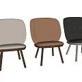 Modern Dining Chairs With Light Gray Upholstery Black Backrest And Wooden Three Legs