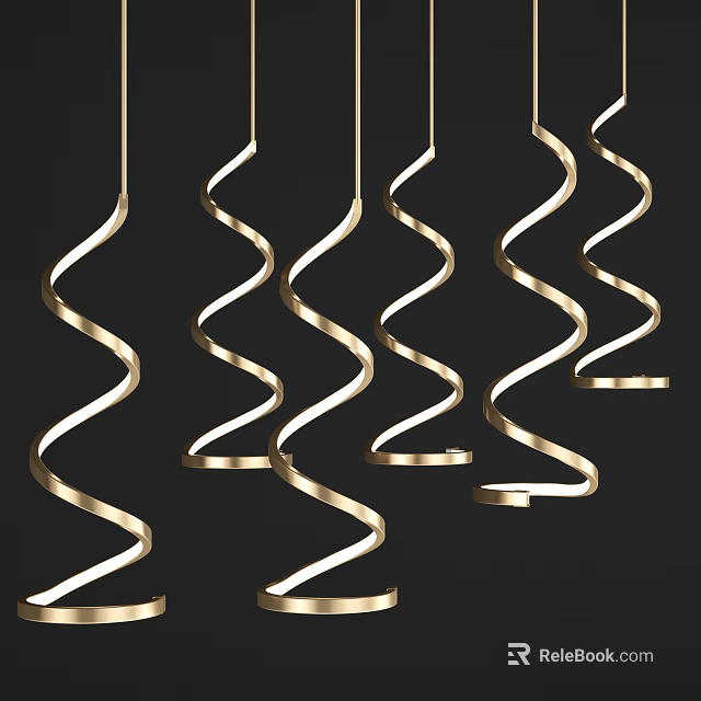 Modern Gold Spiral Chandelier Design For Stylish Interior Spaces 3d model 