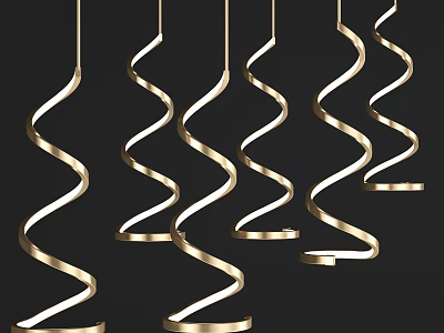 Modern Gold Spiral Chandelier Design For Stylish Interior Spaces 3d model