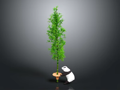 Bamboo Plant With Panda Interacting In Scene 3d model Bamboo Plant With Panda Interacting In Scene 3d model