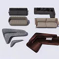 Modern Sectional Sofa Set With Various Styles And Different Colored Fabric Designs 3d model