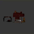 Equestrian Clothing Accessories With Red Saddle Leather Boots Cowboy Hat And Rope