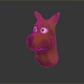 Cute Cartoon Dog Head 3D Model Character With Brown Fur And Blue Eyes