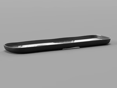 Sleek Black Long Metal Kitchen Serving Tray With Modern Design For Cooking 3d model