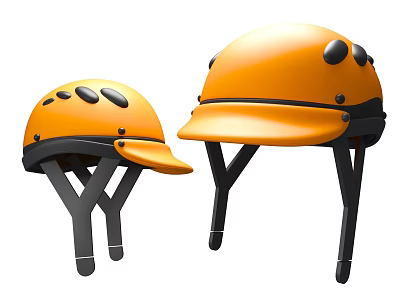 Two Orange Sports Safety Helmets Design With Protective Headgear For Sports Activities 3d model