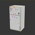 White Double Door Electric Refrigerator With Colorful Magnets For Home Kitchen