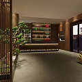 Modern Restaurant Open Kitchen Interior With Fresh Produce Display And Counter