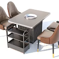 Square Gray Dining Table With Silver Tray Brown Vertical Stripe Chairs And Black Gold Shelf