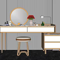 Light Luxury Dressing Table Dressing Table Dressing Table Casual Table and Chair Mirror Decoration Ornaments 3d model