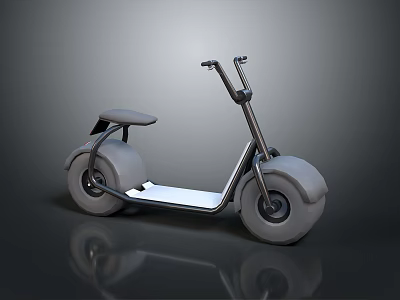 Modern Electric Scooter With Large Wheels Sleek Gray Design And Reflective Surface 3d model