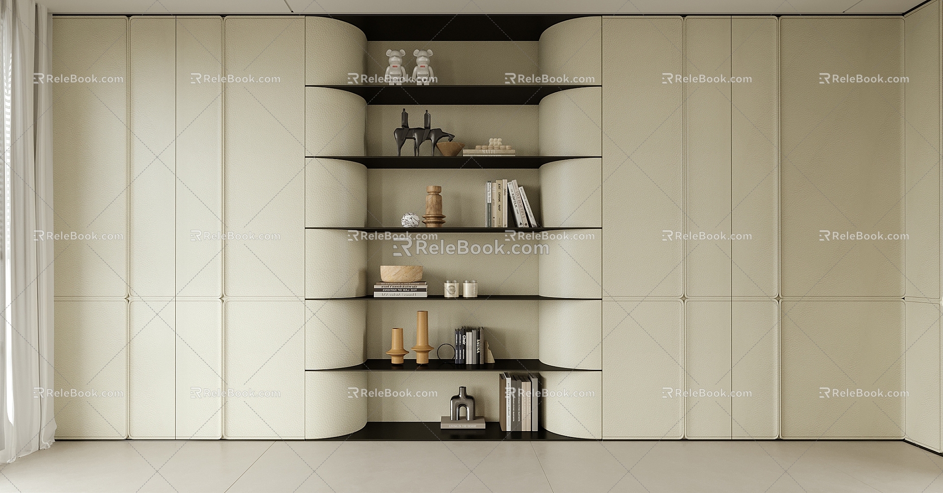 Modern Bookcase Bookshelf Storage Rack Ornaments 3d model