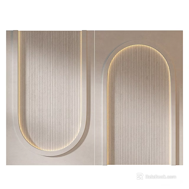 Elegant Modern Background Wall Design With Vertical Striped Texture And Warm Lighting 3d model