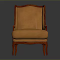 Elegant Orange Single Sofa in Classic Style with Wooden Frame and Curved Legs