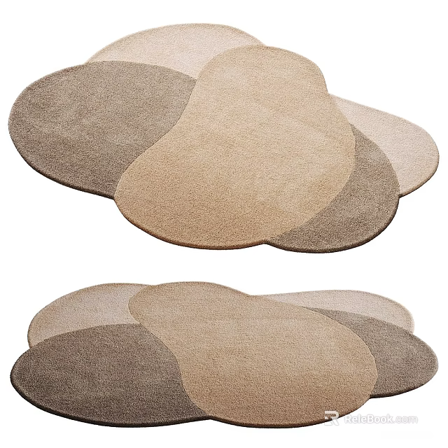 Square Carpets In Neutral Tones For Modern Living Room Home Decor 3d model 