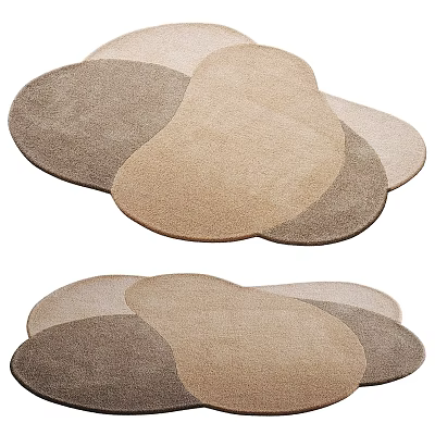 Square Carpets In Neutral Tones For Modern Living Room Home Decor 3d model