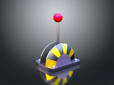 3D Rendered Joystick With Red Ball Top And Yellow Black Striped Base 3d model