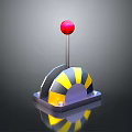3D Rendered Joystick With Red Ball Top And Yellow Black Striped Base