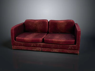 Red Two Seater Velvet Sofa Furniture With Classic Design And Armrests 3d model
