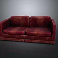 Red Two Seater Velvet Sofa Furniture With Classic Design And Armrests
