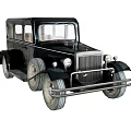 Vintage Black Classic Car With Chrome Grille Round Headlights And Spoke Wheels