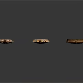 Three Copper Spoons With Wooden Handles And Decorative Patterns In Different Sizes